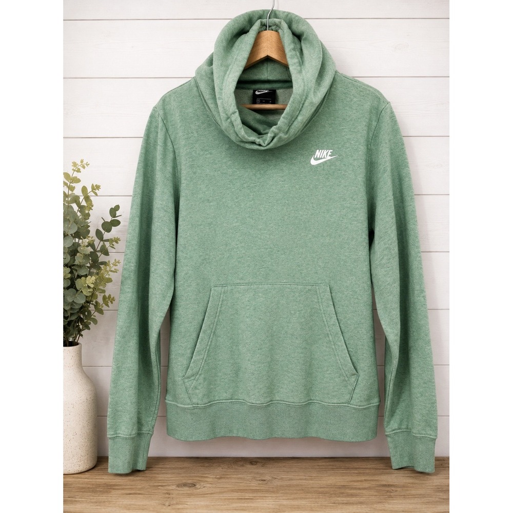 Nike Hoodie Womens Medium Green Cowl Neck Sportswear Pullover